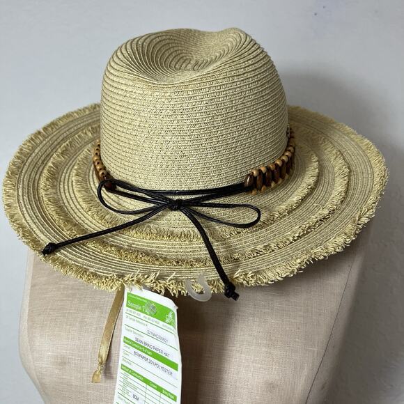 Cappelli Straw Sun Hat new Sewn Braid paper hat, 22-1/2" circumference, NWT. - Picture 4 of 8